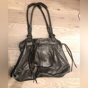 Club Monaco bronze/brown distressed leather shoulder purse (Large)